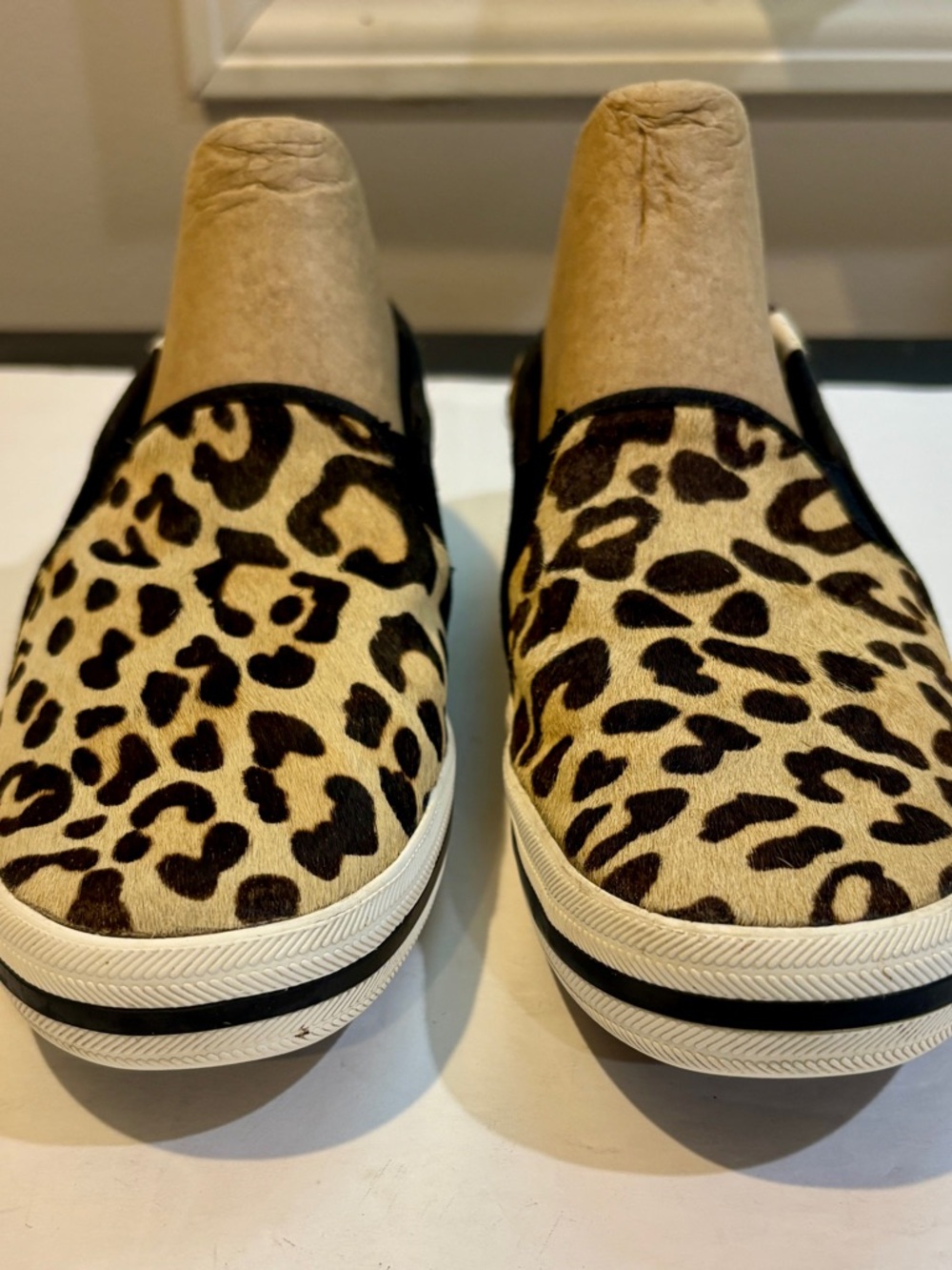 Kate Spade Leopard-Print Slip-On Sneakers in Beige and Black